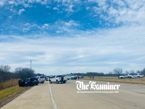 The pursuit of a potential Bastrop County murder suspect ended with a crash in Navasota. Courtesy photo / Navasota Examiner