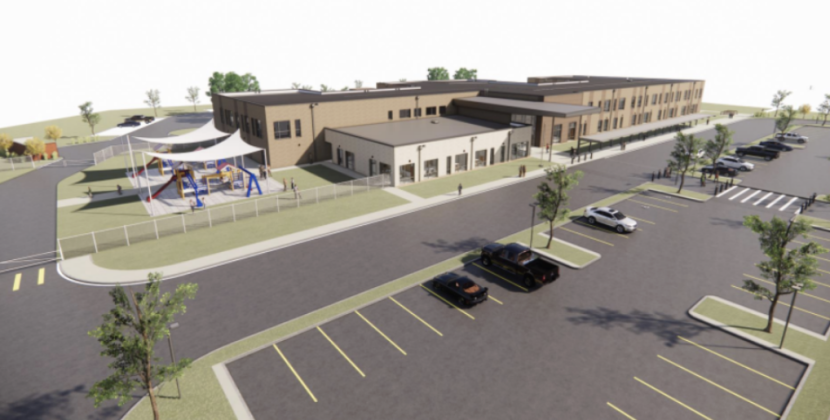 This rendering shows what Harvest Ridge Elementary School is expected to look like from above.  Courtesy graphic
