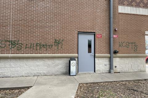 Elgin Public Library was recently vandalized with this graffiti. Courtesy photo