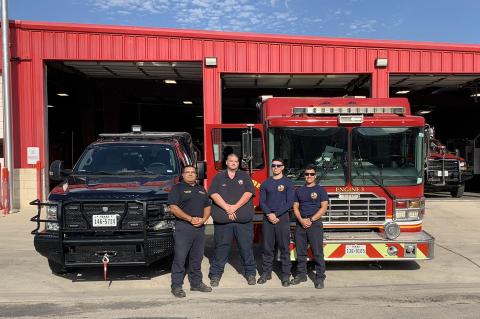 North Bastrop County Fire Rescue welcomes (pictured) Fire Chief Marco Martinez and full-time employees Tim Neely, Hunter Johnson and Daniel Lopez to the department Dec. 7, 2022, in Elgin. Facebook / North Bastrop County Fire Rescue