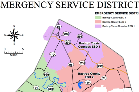 This map shows the border of  Bastrop-Travis Counties Emergency Services District No. 1, also known as North Bastrop County Fire Rescue. Courtesy graphic