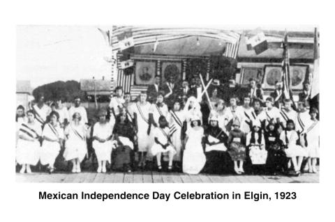 Mexican Independence Day is celebrated in Elgin Sept. 16, 1923. U. Santos served as chairman and Joe Pena Served as secretary of the twenty-member committee of arrangements. Courtesy photo / Elgin Historical Association