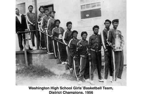 The 1956 Washington High School girls basketball team won the district championship.   Courtesy photo