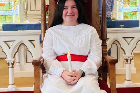 Paloma Ortiz will be the bearer of light New Sweden Lutheran Church’s celebration Dec. 11 in Manor. Courtesy photo