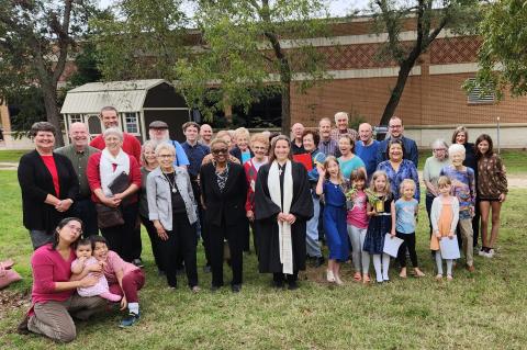 First Presbyterian Church of Elgin’s congregation standing in the footprint of its new building to be grant funded with help from Bastrop County. Courtesy photo