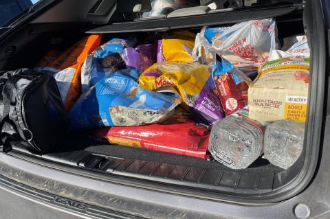 Donations fill Stephanie Woods’ vehicle Dec. 15 in Elgin. Courtesy photo
