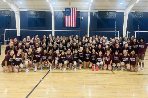 The Bastrop High School volleyball program happily poses for a photo together on July 20 during the final day of the Lady Bears’ team camp held at Regents School of Austin. Photo courtesy of Morgan Rollins