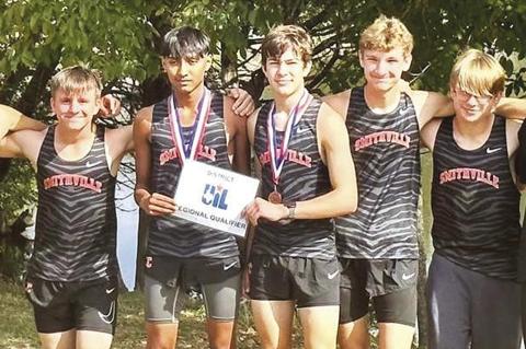 The Smithville High School boys varsity cross country team happily poses together Oct. 12 after competing in the 4A-District 22 meet held at Camp Tejas in Giddings. Photo courtesy of Smithville Athletic Booster Club