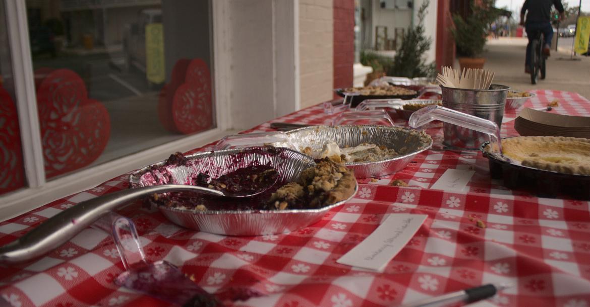 Many of the pies were almost completely eaten by the end of Sunday's pie social