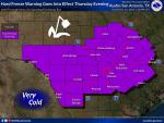 As such, the National Weather Service has issued a Hard Freeze Warning for the county from 6 p.m. Thursday, Dec. 22, through noon Christmas Eve on Saturday, Dec. 23. Twitter / NWS Austin/San Antonio