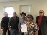 A disaster declaration was issued Feb. 6 in Elgin. Pictured around the disaster declaration are Police Chief Chris Noble, Commissioner David Glass, Bastrop County Judge Gregory Klaus, Mayor Theresa McShan and City Manager Tom Mattis.