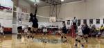 McDade High School varsity volleyball junior Lauren Glosson (7) goes up high to spike the ball on Sept. 19 during the Lady Bulldogs’ home match victory vs. Dime Box High School. Photo courtesy of Aaron Hallford